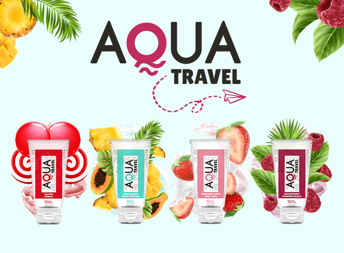 AQUA TRAVEL - WATER-BASED LUBRICANT FLAVORS - 50 ML 8+1 FREE