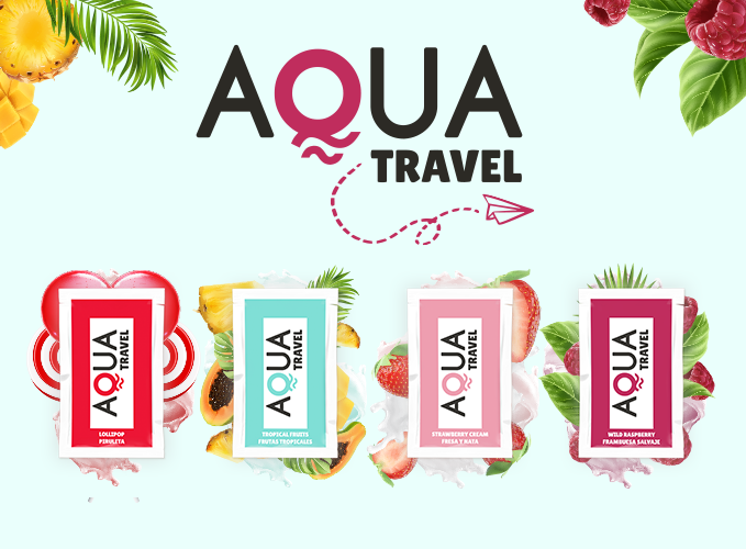 AQUA TRAVEL - LUBRICANTE BASE AGUA SABORES - 6 ML