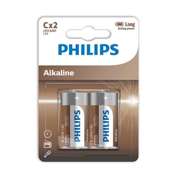 PHILIPS - PILHAS ALCALINAS C LR14 BLISTER*2