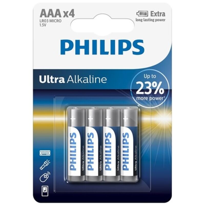 PHILIPS - BATERIA ULTRA ALCALINA AAA LR03 4 UNIDADE