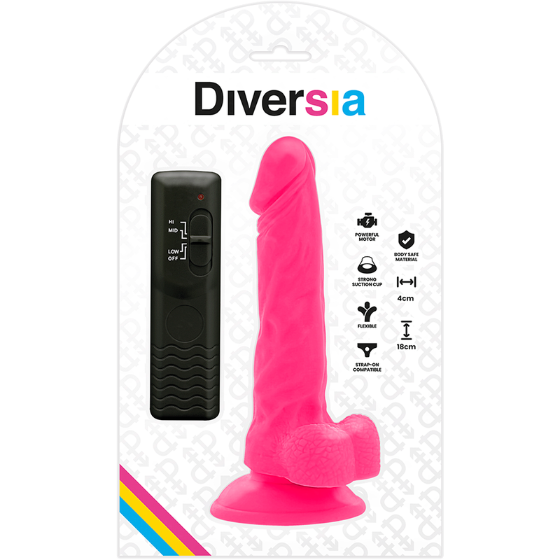 DILDO FLEXÍVEL COM VIBRAÇÃO ROSA 18 CM