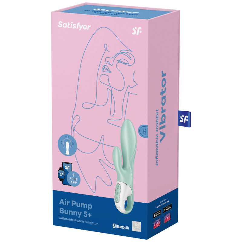 SATISFYER - AIR PUMP BUNNY 5+ APLICATIVO VIBRADOR DE COELHO INFLVEL VERDE