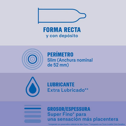 DUREX - INVISÍVEL EXTRA LUBRIFICADO REGULAR FIT 12 UNIDADES