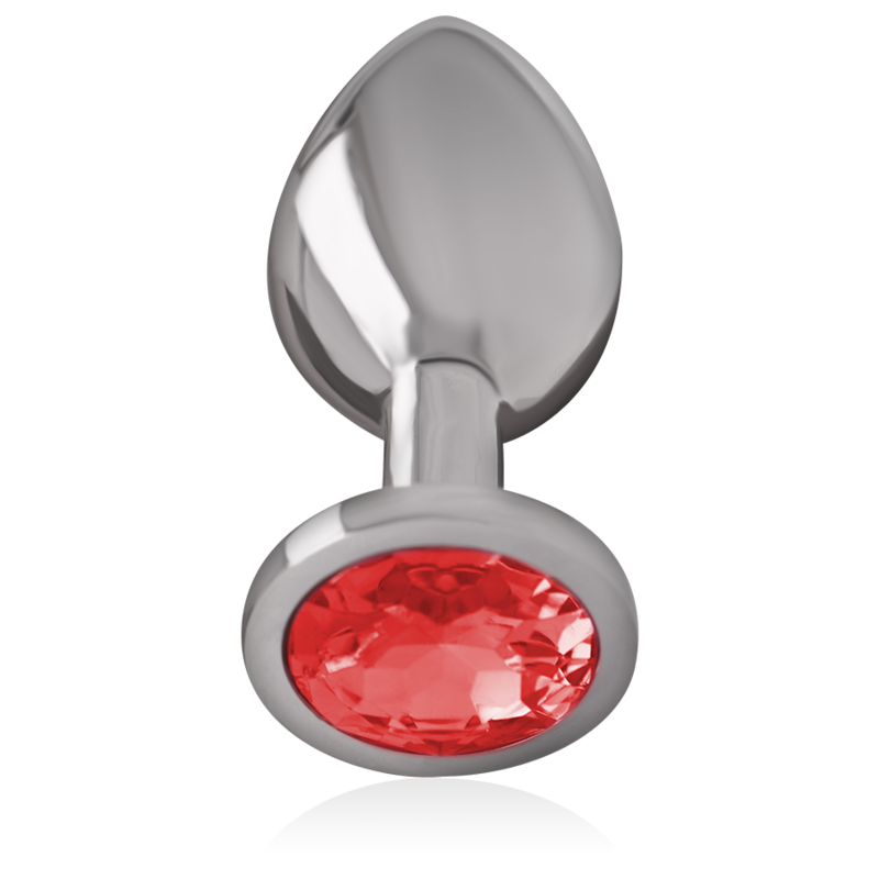 INTENSE - PLUG ANAL DE METAL COM CRISTAL VERMELHO TAMANHO M