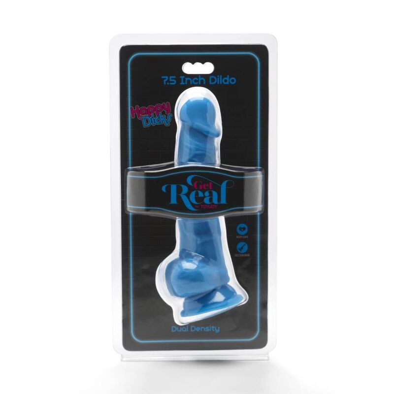 GET REAL - HAPPY DICKS 19 CM COM BOLAS AZUIS