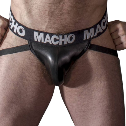 MACHO - MX25NC JOCK COURO PRETO S