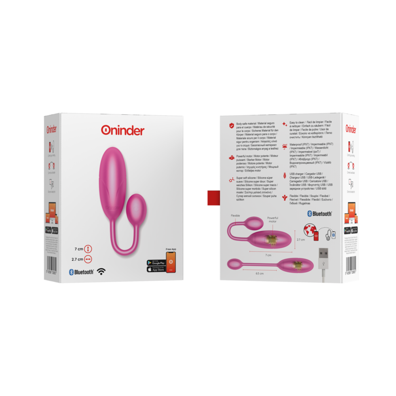 ONINDER - OVO VIBRATÓRIO DENVER ROSA 7 X 2,7 CM APLICATIVO GRATUITO