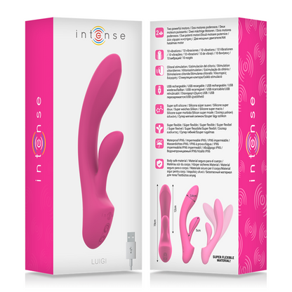 INTENSE - VIBRADOR LUIGI COELHO ROSA SILICONE LÍQUIDO