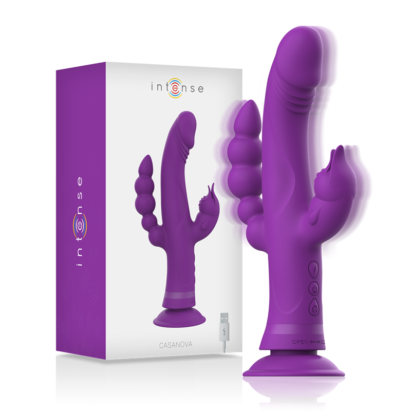 INTENSE - VIBRADOR DE SILICONE CASANOVA COELHO TRIPLO MOTOR ROXO