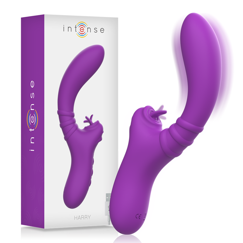 INTENSE - VIBRADOR FLEXÍVEL HARRY COM LÍNGUA ROXA