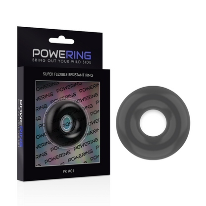 POWERING - ANEL PARA O PÉNIS SUPER FLEXÍVEL E RESISTENTE 3,5 CM PRETO