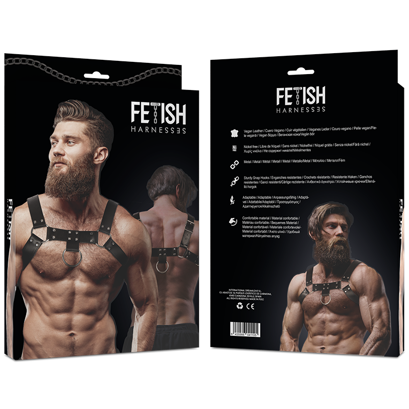 FETISH SUBMISSIVE ATTITUDE - ARNÊS DE PEITO DE COURO ECO MASCULINO