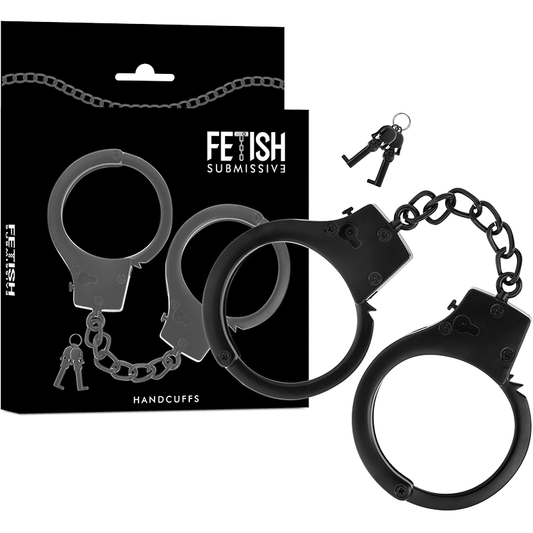 FETISH SUBMISSIVE - ALGEMAS DE METAL PARA MOS NEGRAS COM CHAVE DE CRNIO