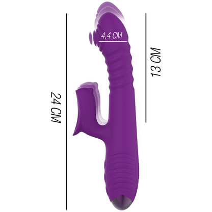 INTENSO - VIBRADOR RECARREGÁVEL MULTIFUNÇÃO IGGY PARA CIMA E PARA BAIXO COM ESTIMULADOR CLITÓRICO ROXO