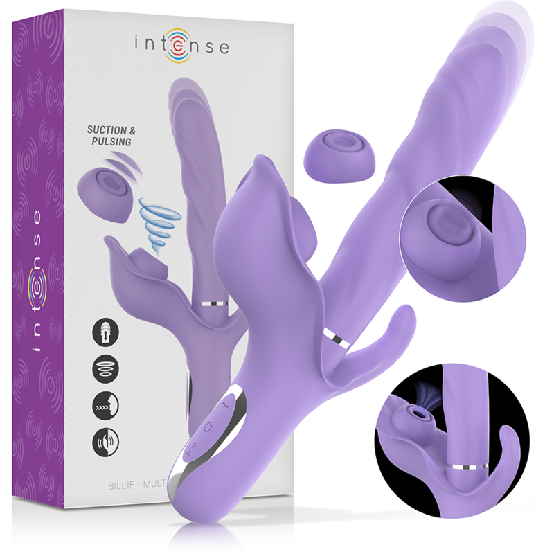 INTENSO - BILLIE MULTIFUNÇÃO VIBRADOR RECARREGÁVEL SUCÇÃO E PULSAÇÃO ROXO