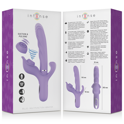 INTENSO - BILLIE MULTIFUNÇÃO VIBRADOR RECARREGÁVEL SUCÇÃO E PULSAÇÃO ROXO