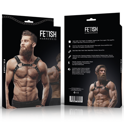 FETISH SUBMISSIVE ATTITUDE - ARNÊS DE PEITO DE COURO ECO MASCULINO COM PREGOS