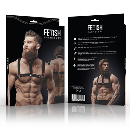 FETISH SUBMISSIVE ATTITUDE - ARNÊS DE PEITO DE COURO ECO AJUSTVEL COM COLAR PARA HOMENS