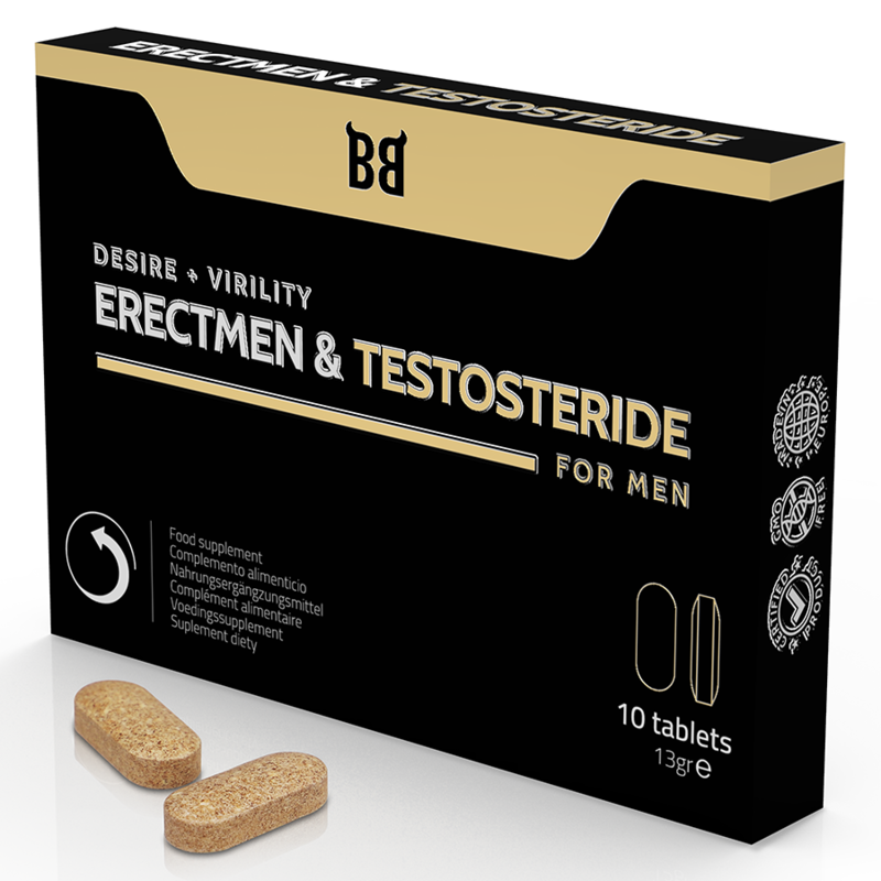 BLACK BULL - ERECTMEN & PODER DE TESTOSTERIDA E TESTOSTERONA PARA HOMENS 10 CÁPSULAS