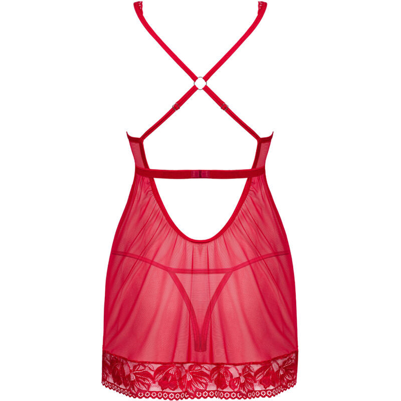 OBSESSIVE - LACELOVE BABYDOLL & TANGA VERMELHA XS/S