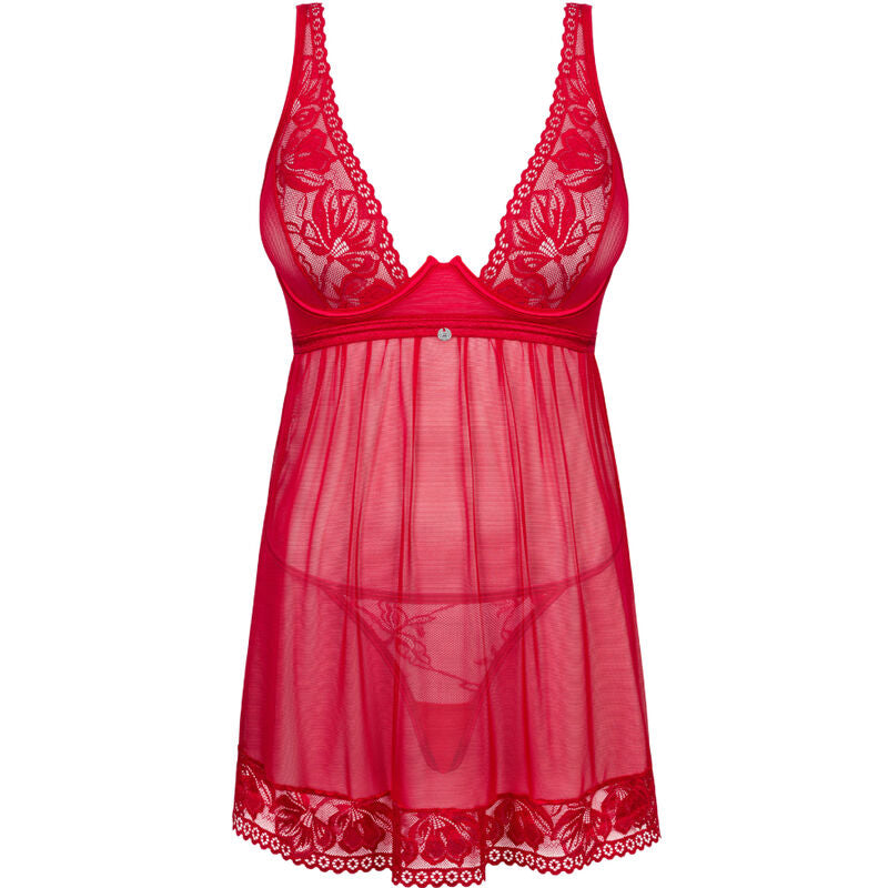 OBSESSIVE - LACELOVE BABYDOLL & TANGA VERMELHA XS/S