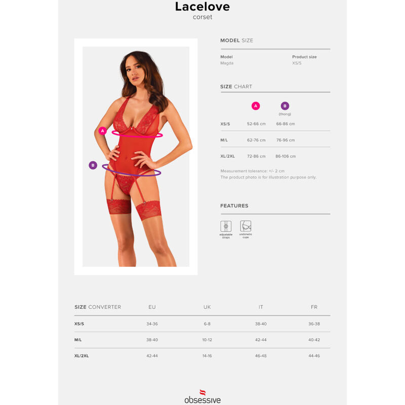 OBSESSIVE - LACELOVE CORSET VERMELHO XS/S