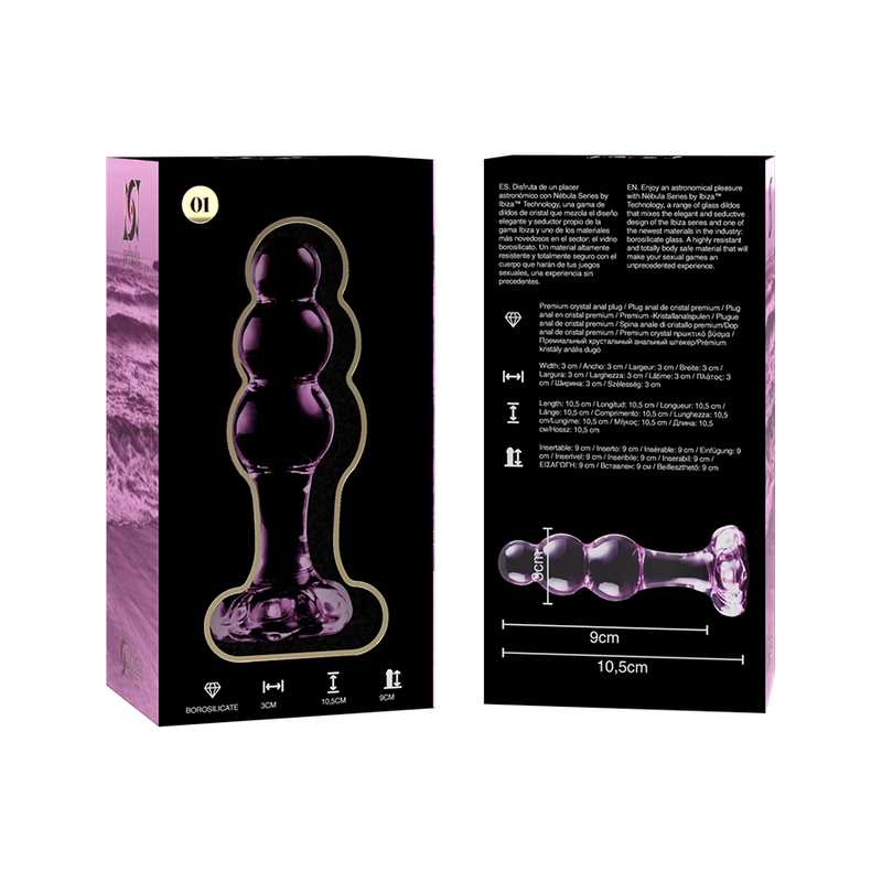 NEBULA SERIES BY IBIZA - MODELO 1 PLUG VIDRO BOROSILICADO TRANSPARENTE 10.5 CM -O- 3 CM