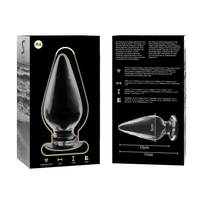 NEBULA SERIES BY IBIZA - MODELO 4 ANAL PLUG VIDRO BOROSILICADO TRANSPARENTE 11 CM -O- 5 CM