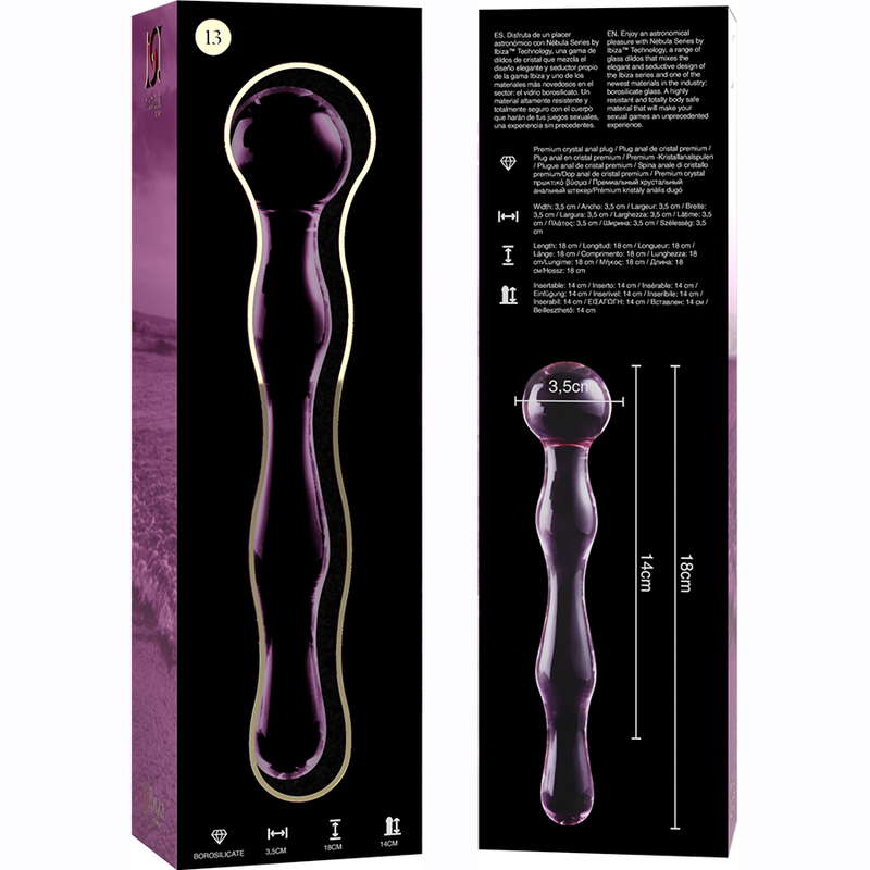 NEBULA SERIES BY IBIZA - MODELO 13 DILDO VIDRO BOROSILICADO TRANSPARENTE 18 CM -O- 3.5 CM