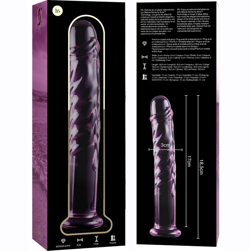 NEBULA SERIES BY IBIZA - MODELO 16 DILDO VIDRO BOROSILICADO TRANSPARENTE 18.5 CM -O- 3 CM