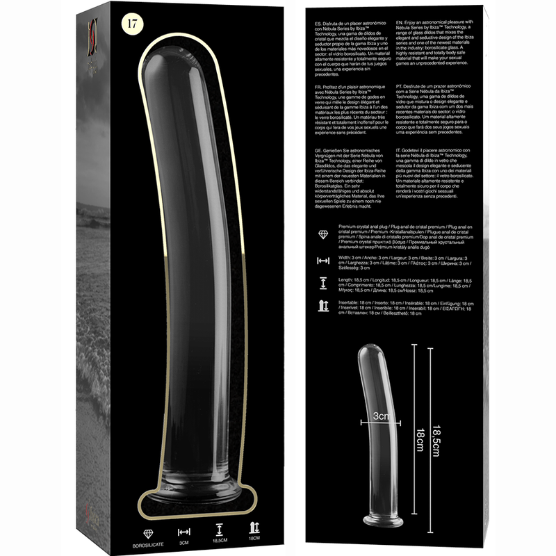 NEBULA SERIES BY IBIZA - MODELO 17 DILDO VIDRO BOROSILICADO TRANSPARENTE 18.5 CM -O- 3 CM