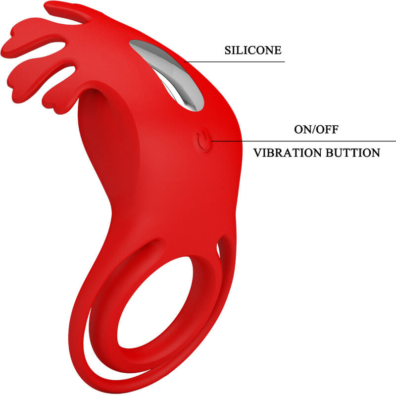 PRETTY LOVE - ANEL VIBRADOR RUBEN 7 VIBRAÕES SILICONE VERMELHO