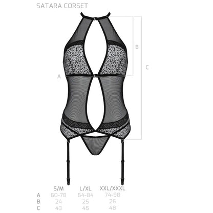 PASSION - SATARA CORSET LINHA ERÓTICA PRETO S/M