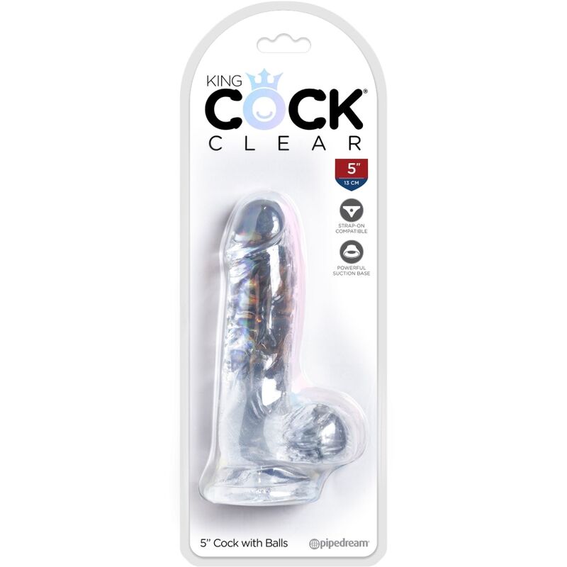 KING COCK - PÊNIS REALÍSTICO TRANSPARENTE COM BOLAS