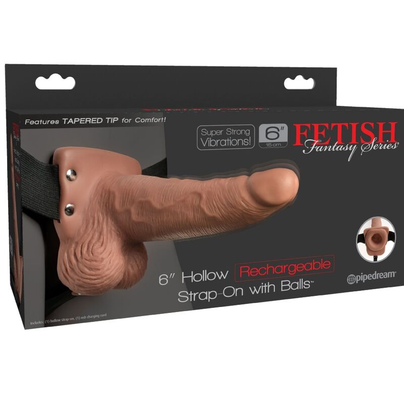 FETISH FANTASY SERIES - ARNÊS AJUSTVEL PÊNIS REALISTA COM TESTÍCULOS RECARREGVEIS E VIBRADOR 15 CM