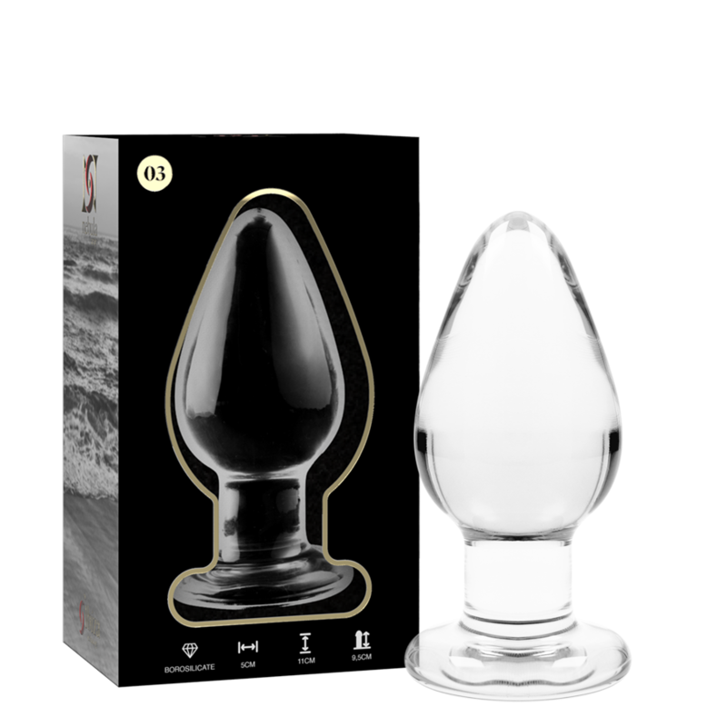 NEBULA SERIES BY IBIZA - MODELO 3 ANAL PLUG VIDRO BOROSILICADO TRANSPARENTE 11 CM -O- 5 CM