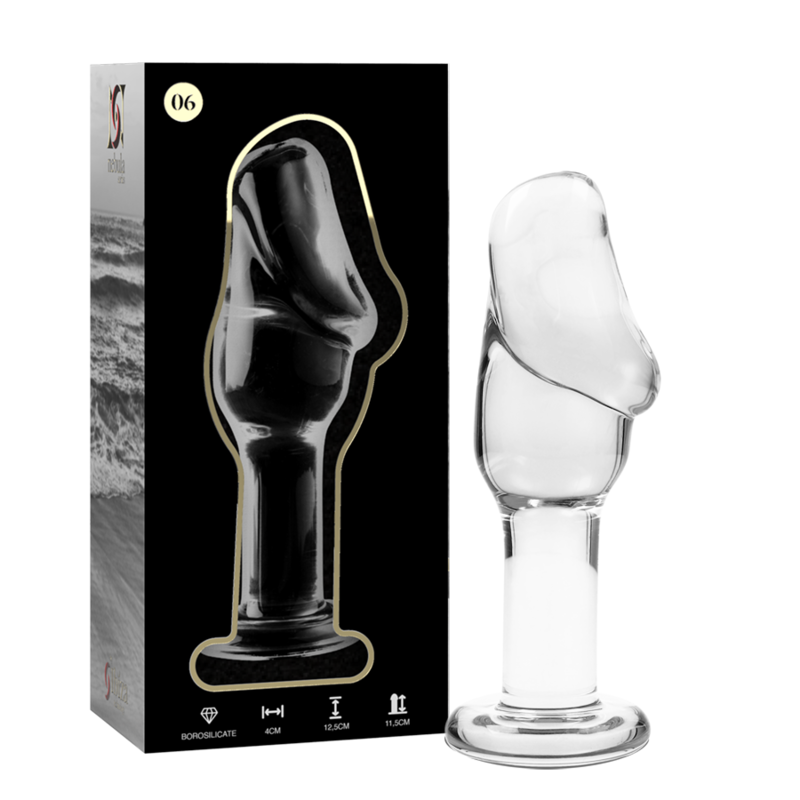 NEBULA SERIES BY IBIZA - MODELO 6 ANAL PLUG VIDRO BOROSILICADO TRANSPARENTE 12.5 CM -O- 4 CM