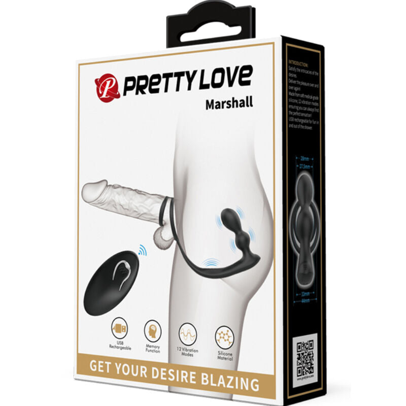 PRETTY LOVE - ANEL PARA PÊNIS MARSHALL COM PLUG ANAL VIBRATÓRIO COM CONTROLE REMOTO