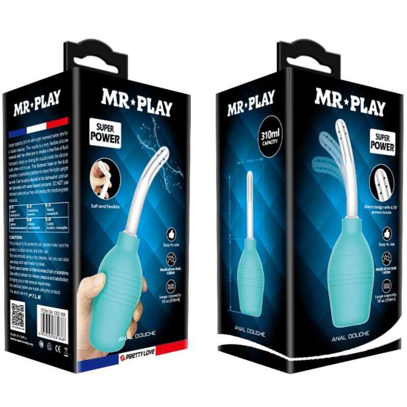 MR PLAY - CHUVEIRO DE BORRACHA ANAL  AZUL