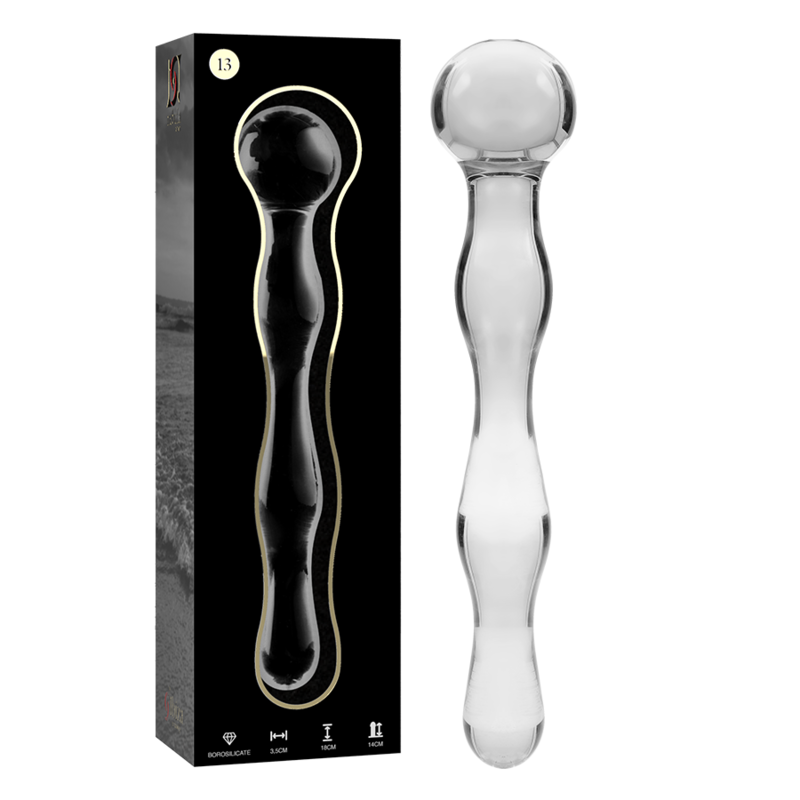 NEBULA SERIES BY IBIZA - MODELO 13 DILDO VIDRO BOROSILICADO TRANSPARENTE 18 CM -O- 3.5 CM