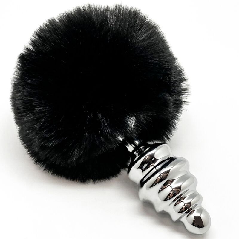 ALIVE - PLUG DE PRAZER ANAL ESPIRAL METAL FLUFFY PRETO