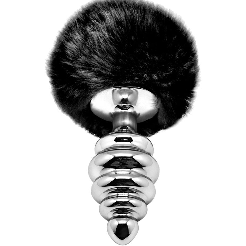 ALIVE - PLUG DE PRAZER ANAL ESPIRAL METAL FLUFFY PRETO