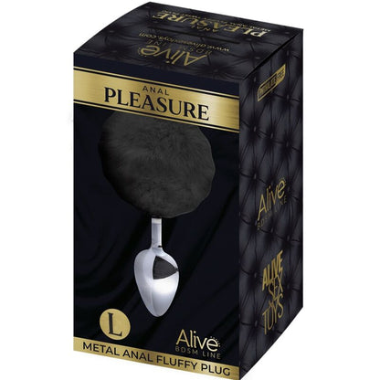 ALIVE - PLUG DE PRAZER ANAL METAL LISO FLUFFY PRETO