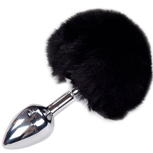 ALIVE - PLUG DE PRAZER ANAL METAL LISO FLUFFY PRETO