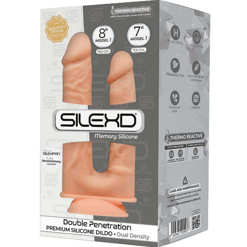 SILEXD - MODELO 1 PÊNIS REALISTA DUPLA PENETRACION PREMIUM SILEXPAN SILICONE 17.5 / 19.5 CM