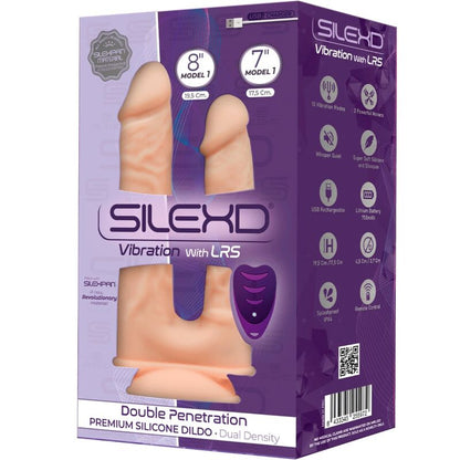 SILEXD - MODELO 1 VIBRADOR DE DUPLA PENETRAÇÃO DE PÊNIS REALISTA PREMIUM SILEXPAN CONTROLE REMOTO DE SILICONE 17.5 / 19.5 CM