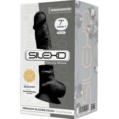 SILEXD - MODELO 1 PÊNIS REALÍSTICO PREMIUM SILEXPAN SILICONE PRETO 17.5 CM