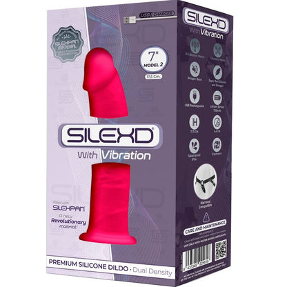 SILEXD - MODELO 1 VIBRADOR DE PÊNIS REALÍSTICO SILICONE PREMIUM SILEXPAN FÚCSIA 17.5 CM