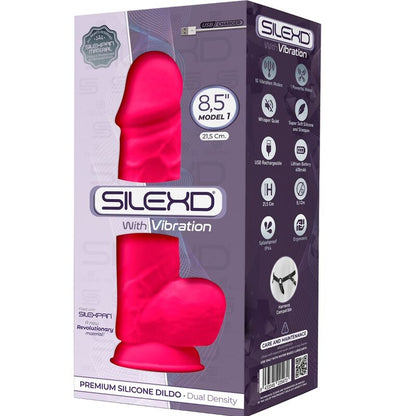 SILEXD - MODELO 1 VIBRADOR DE PÊNIS REALÍSTICO SILICONE PREMIUM SILEXPAN FÚCSIA 21.5 CM