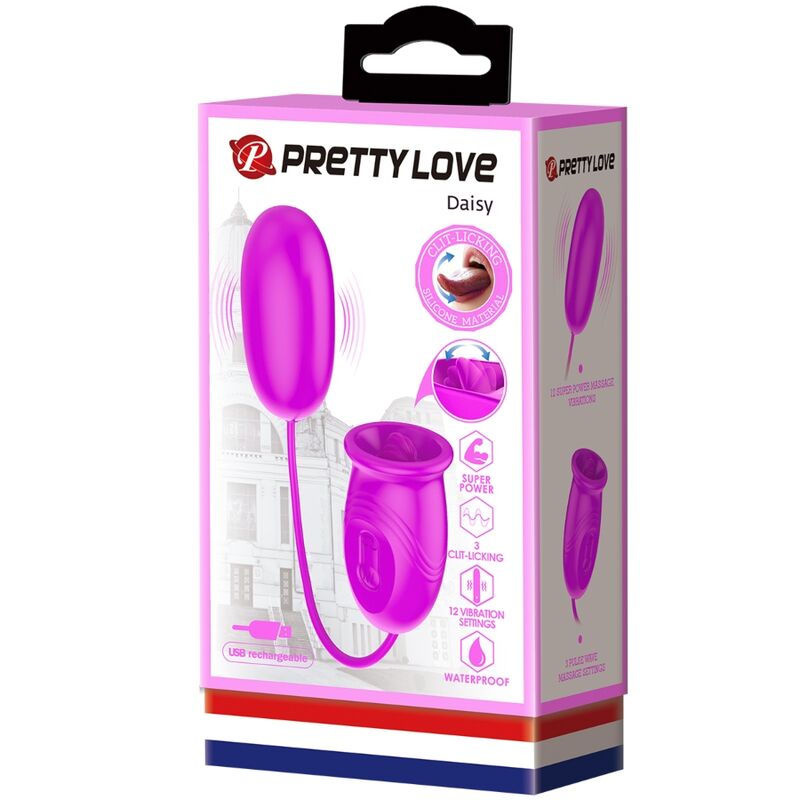 PRETTY LOVE - VIBRADOR RECARREGVEL DAISY DUAL EGG ROXO